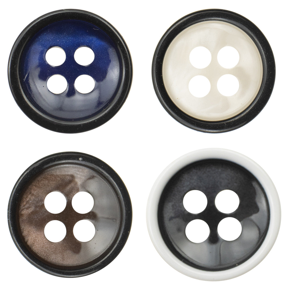 10-11.5mm Dark Blue Black and White Resin Shirt Buttons 80 Pack