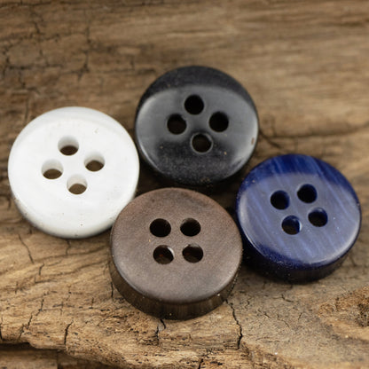 10-11.5mm Dark Blue Black and White Resin Shirt Buttons 80 Pack