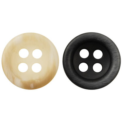 10mm/11.5mm Wood Grain Light Yellow Black Resin Buttons 60 Pack