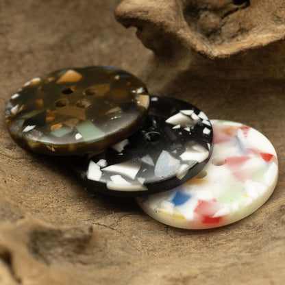 Round 4 Hole Imitation Floral Glass Texture Resin Buttons,10Pcs