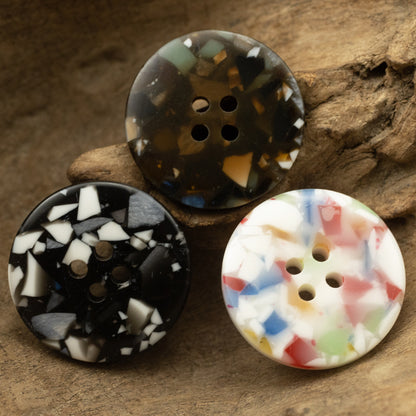 Round 4 Hole Imitation Floral Glass Texture Resin Buttons,10Pcs