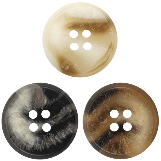 Black, White and Brown Uneven Surface Resin Buttons 30 Pack