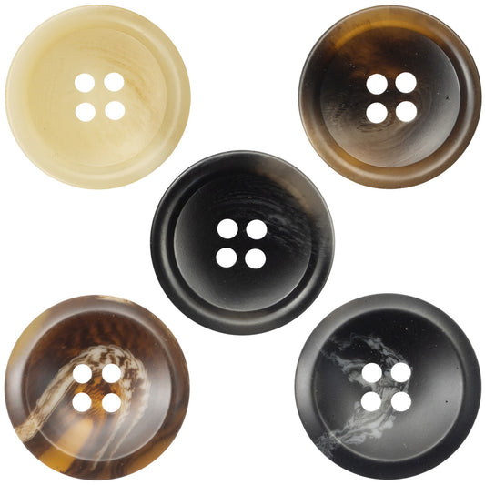 15-25mm Black Coffee Resin Buttons for Casual Pants 50 Pack