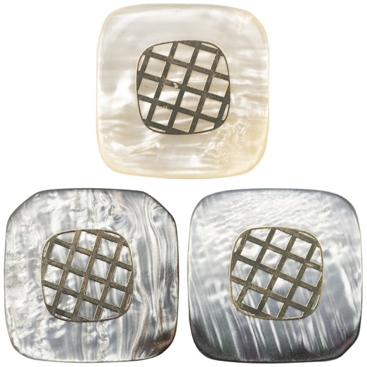 Square Champagne Gold-Foil Resin Buttons for Cashmere Coat 10pcs