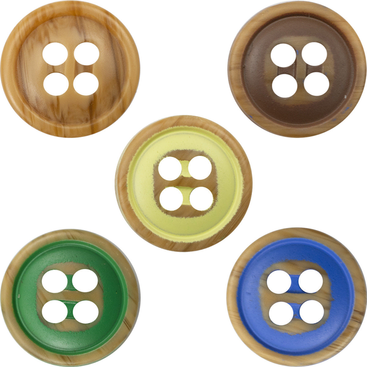 Colorful Imitation Wood Resin Buttons for Children's DIY Crafts 50 Pack