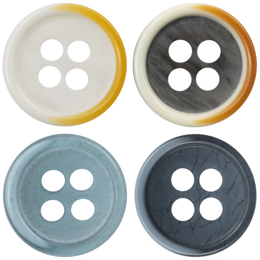 11.5MM Yellow-White and Lake Blue Two-Tone Resin Buttons 40 Pack