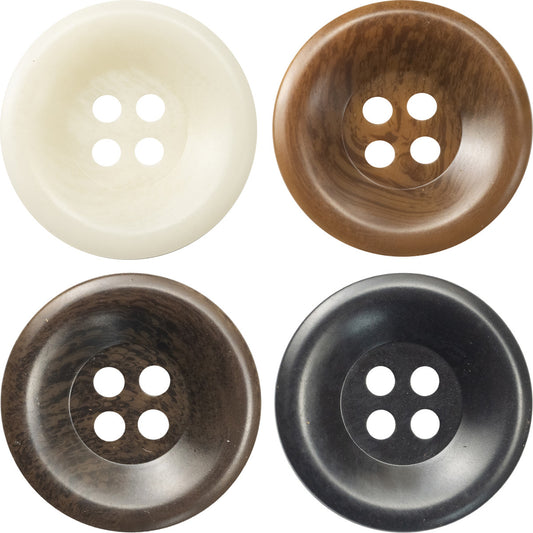 15-28mm Wide-Edged Resin Buttons for Black Sweater Suit Coat 40 Pack