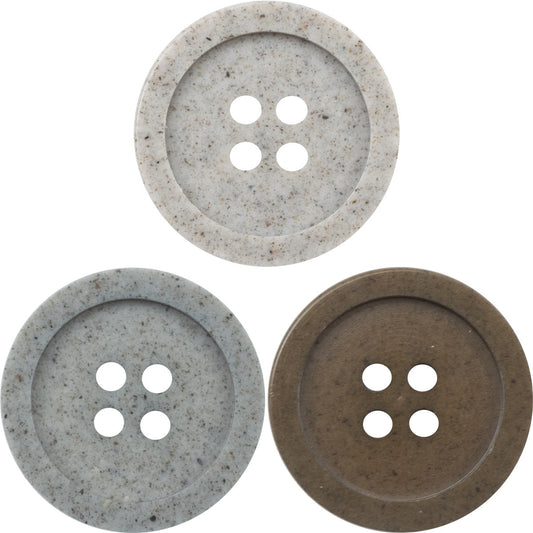 15-25MM Wide-Edged Distressed Cement Gray Resin Buttons 30pcs