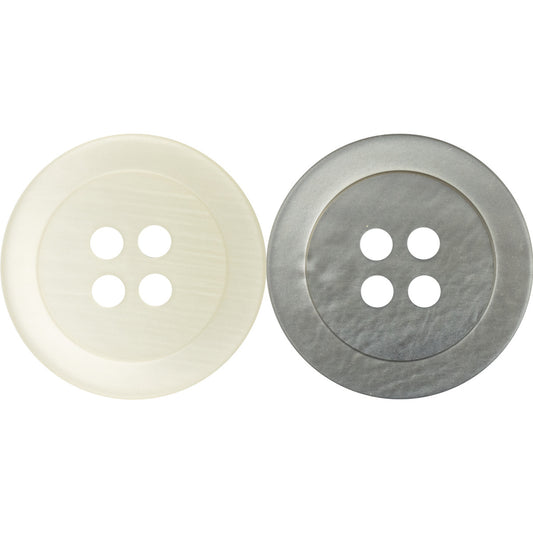 Boutons en résine ronds gris à 4 trous pour polos de mode neutres - 50 pièces