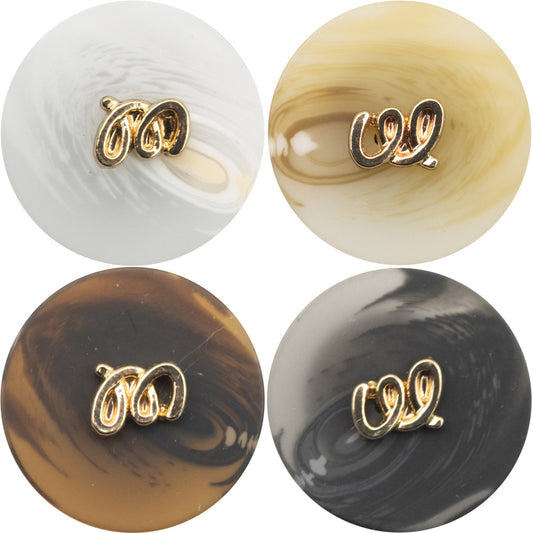 Resin and Metal Combination Buttons for Women's Jackets 10pcs