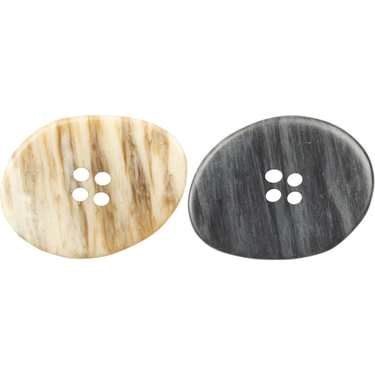 Large Irregular Oval Resin Buttons Imitation Wood Grain 6pcs