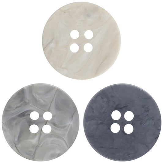 15-28mm Matte Beige Black Gray Marble Texture Resin Buttons 30pcs