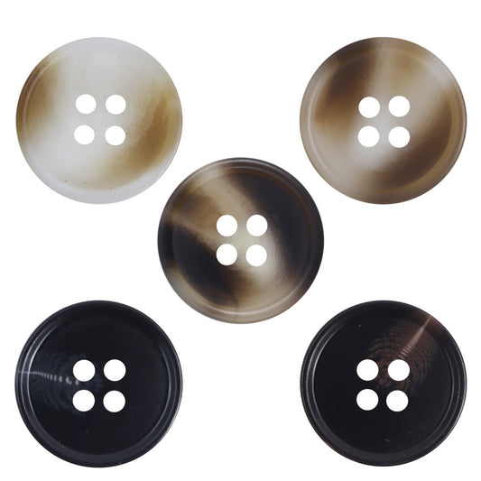 15-30mm Amber Four-Hole Resin Buttons for Casual Trousers 50 Pack