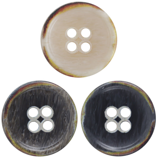 Round 4 Hole Vintage Burnt Imitation Bone Resin Buttons,20pcs