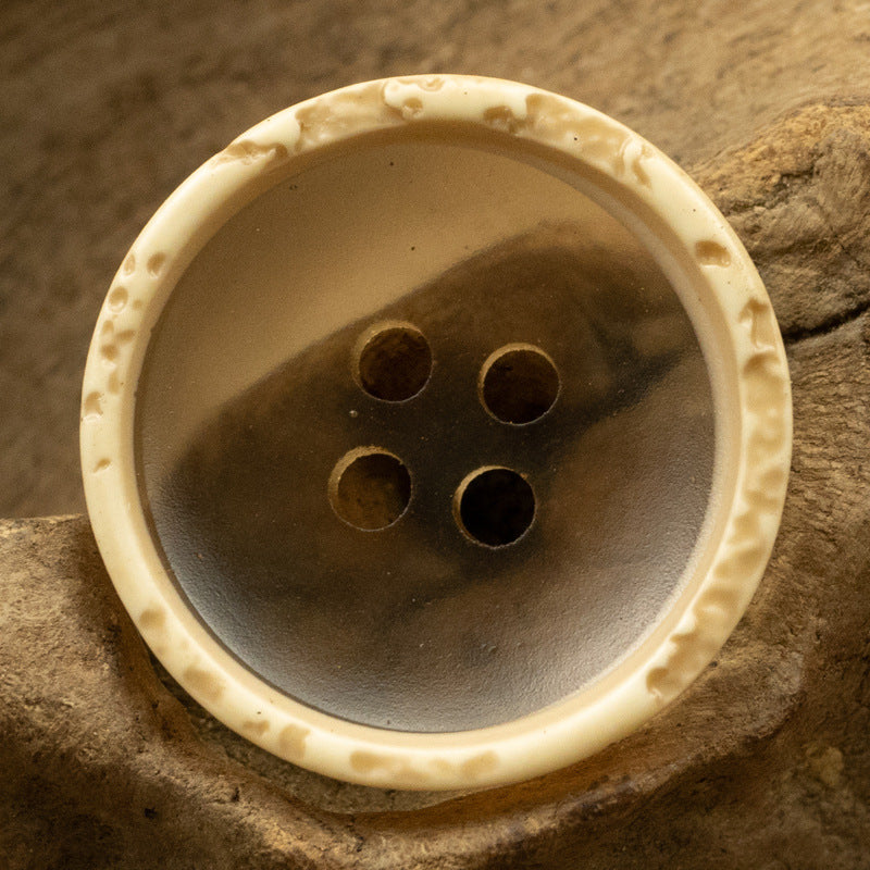 Boutons en résine à bord en pierre lavée translucide ronde, 20 pièces