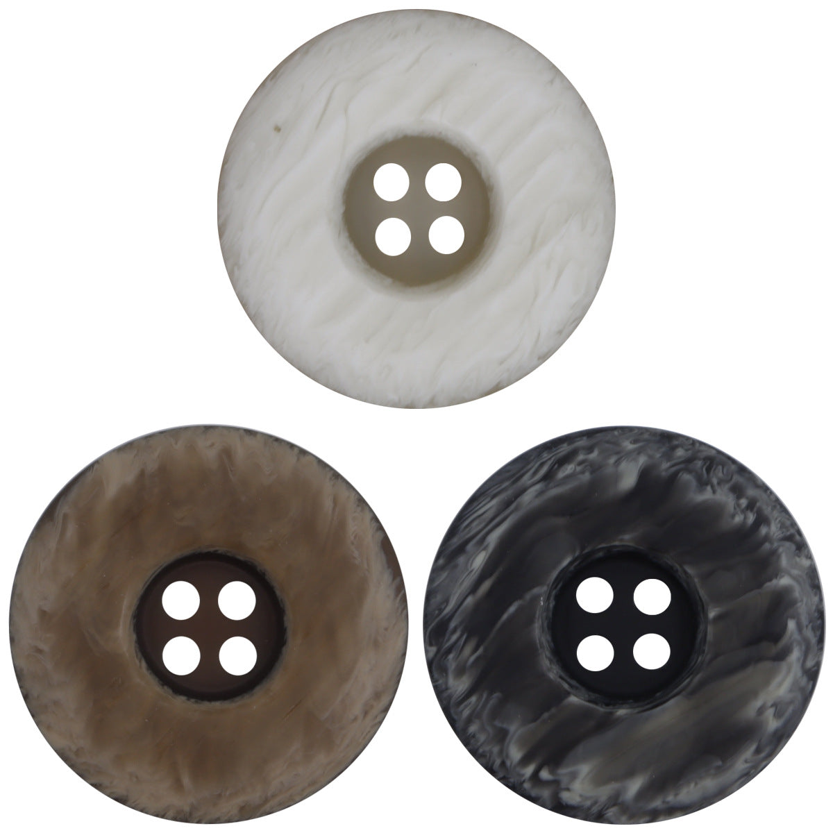 Wide-Brim Two-Tone Resin Buttons for Women's Outerwear 30pcs