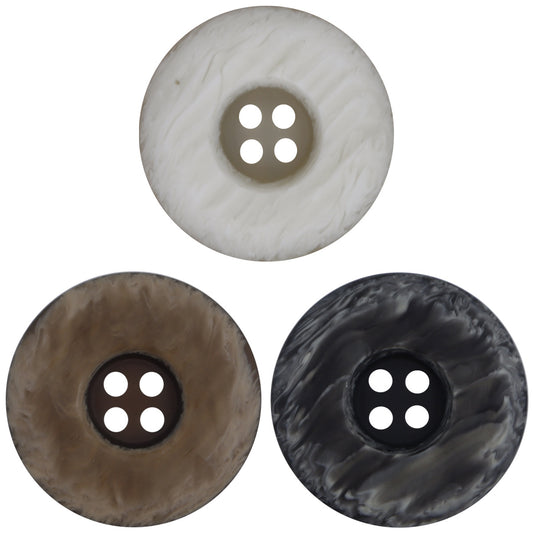 Wide-Brim Two-Tone Resin Buttons for Women's Outerwear 30pcs