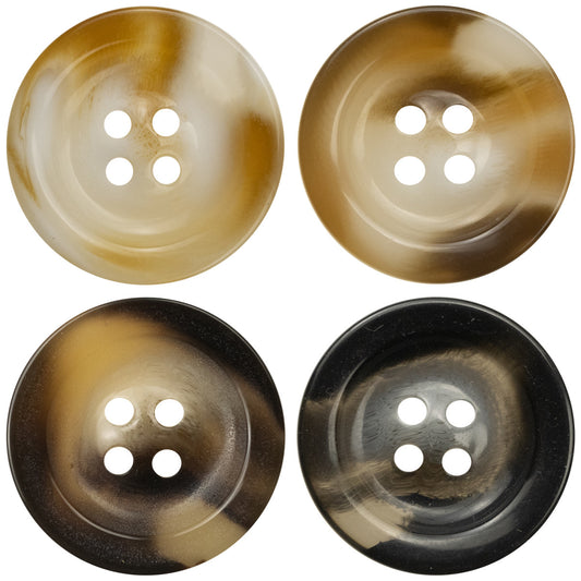 Round 4-Hole Resin Buttons for Black Woolen Coat - 40 Pack