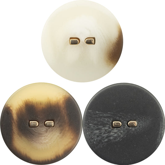 Boutons en résine marron plat de 15-28 mm avec tiges en métal, paquet de 30