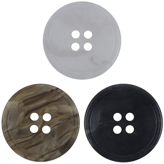 15mm - 30mm Resin Buttons Smoke Pattern White Coffee Black 30pcs