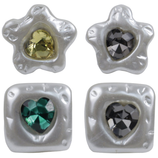 Botón de resina en forma de corazón oceánico verde jade de 12 mm con vástago de metal 10 piezas