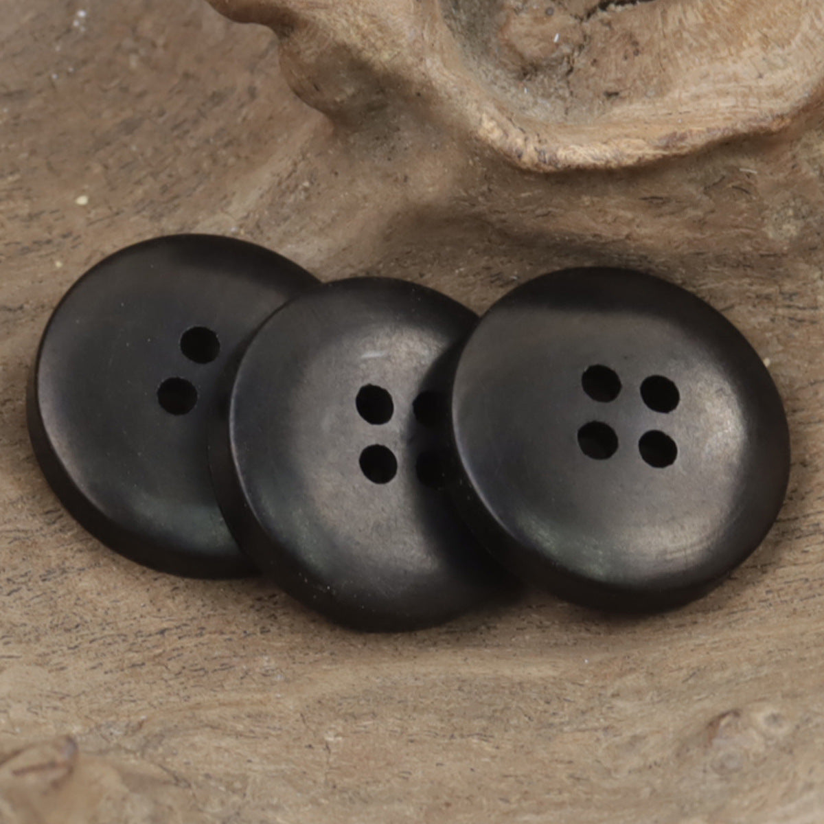 Vintage Runde Matte Schwarze Tagua-Nuss Knöpfe, 10 Stück