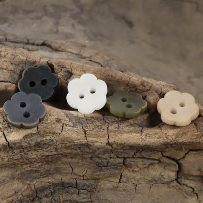 11.5mm Matte Floral Natural Tagut Nut Buttons for Kids 20pcs