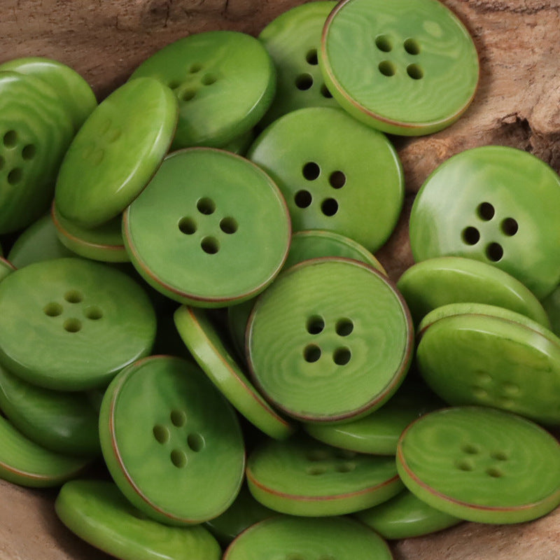 Botões de Noz Tagut Verde Grama Plano para Roupas Inspiradas na Natureza - Pacote de 20