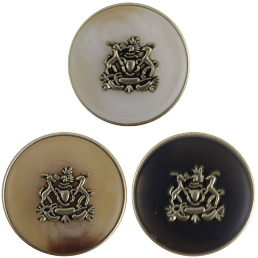 White Khaki Black College Style Double Lion Crown Metal Button 10pcs