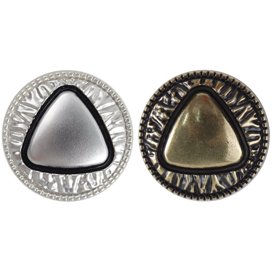 Boutons en métal à tige en bronze argenté avec motif triangulaire de 18 mm et 23 mm, 10 pièces