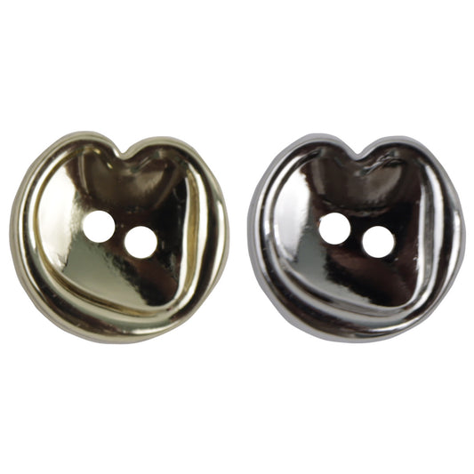 Peach-Shaped Two-Hole Gold and Silver Metal Buttons 20pcs