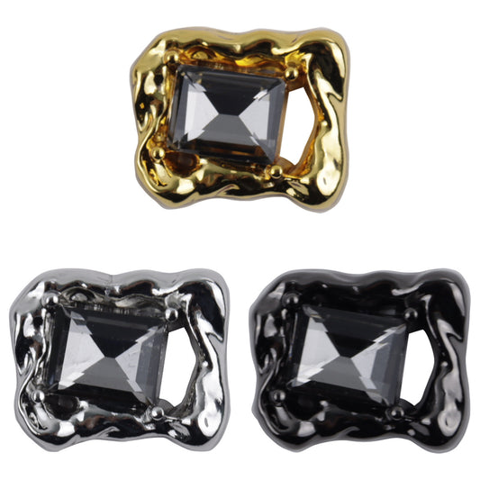 Irregular Rectangular Zircon-Inlaid Metal Decorative Buttons 10pcs