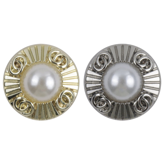 Double-Ring Pearl Gold and Silver Metal Decorative Buttons 10pcs