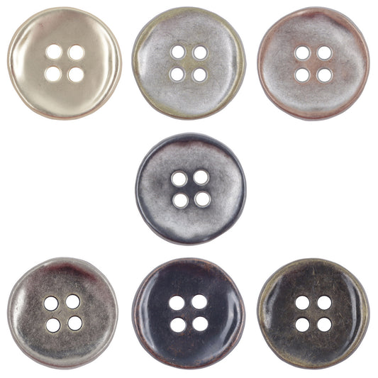 Retro Tin Colored 4 Hole Zinc Alloy Metal Buttons 10PCS