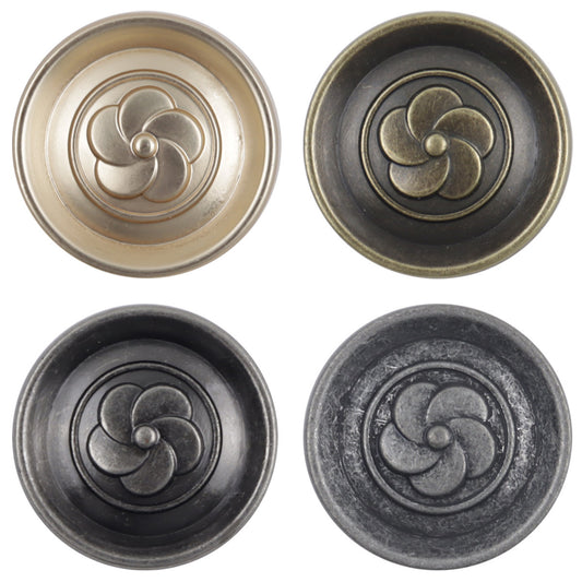 Boutons en métal bronze vintage camélia ronds 10pcs