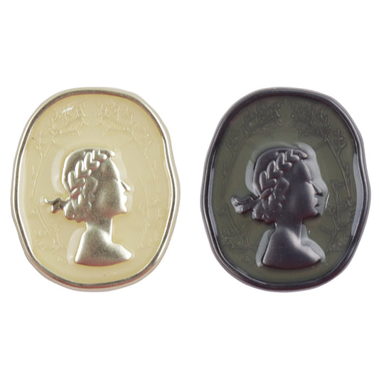 Painted Braid Girl Metal Decorative Buttons with Shank,10pcs