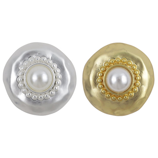 Gold Silver Metal Buttons with White Pearls for Cashmere Cardigans 10pcs