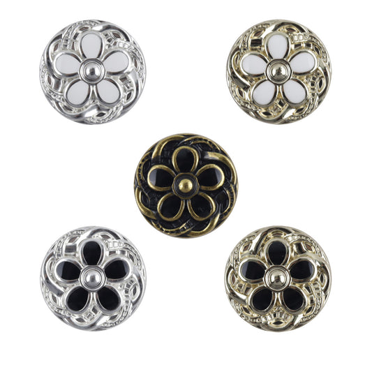 19MM Daisy-Shaped White Gold Metal Buttons for Woolen Short Coats 10pcs