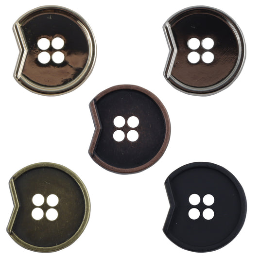 Minimalist Irregular Notched 4-Hole Metal Buttons 10pcs