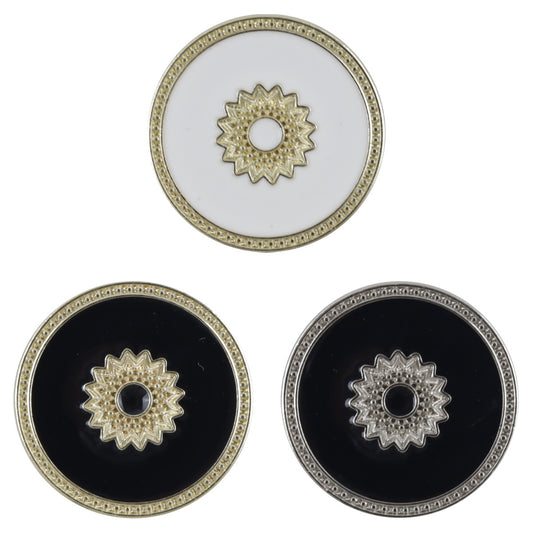 Pulsanti Personalizzati in Metallo Bianco Oro Decorati con Fiori 10pz