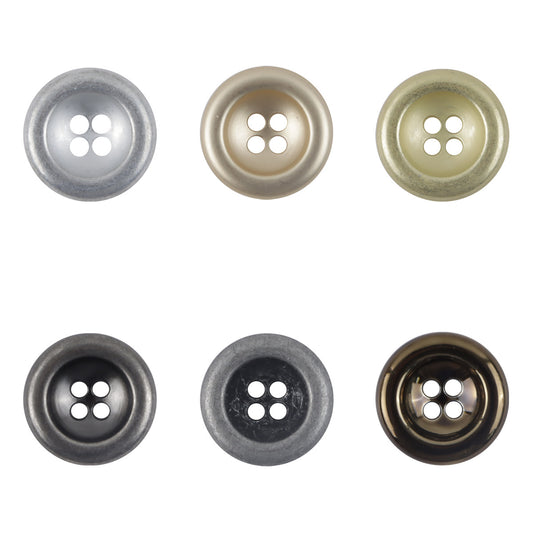 Vintage Double-Sided Aged Gold Silver 4-Hole Metal Buttons,10pcs