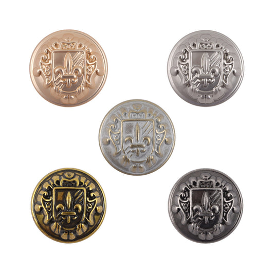 Retro Shield Sword Metal Shank Buttons for School Uniforms 10pcs