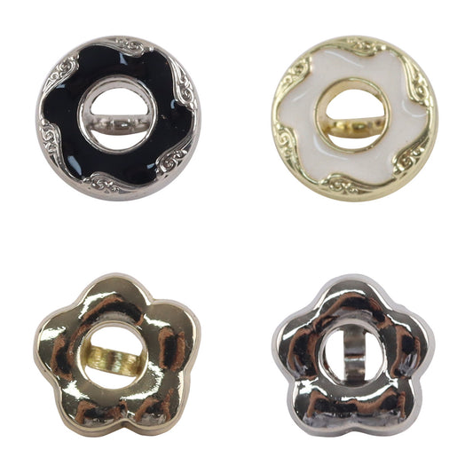 Floral Donut Hollow Metal Buttons for Women's Fashion,10pcs