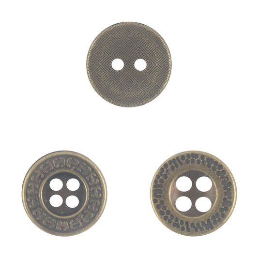 12.5mm Bronze-Colored Metal Flat Buttons for Denim Clothes 10pcs