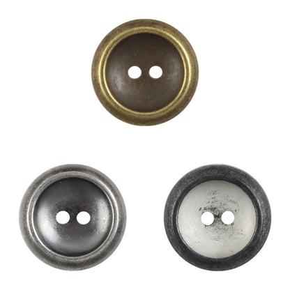 Vintage Distressed Two-Tone Tin Metal Buttons 10pcs