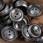 Vintage Distressed Two-Tone Tin Metal Buttons 10pcs