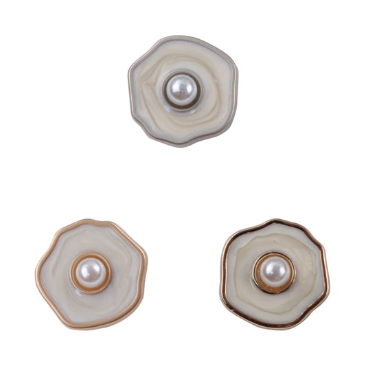 Polygonal Pearl Gold Silver Metal Buttons for Women's Woolen Suit 10pcs