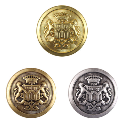 Boutons en métal à tige double ronde Lion pour vestes de collège 10pcs