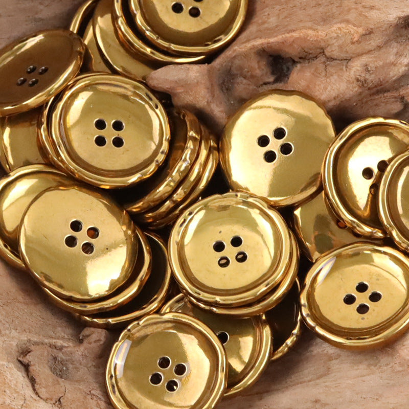 Golden Irregular Bowl-Shaped Metal Buttons for Coats and Suits - 10pcs