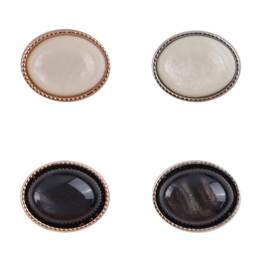 Oval Black White Resin Pebble Metal Shank Buttons for Underwear 10pcs